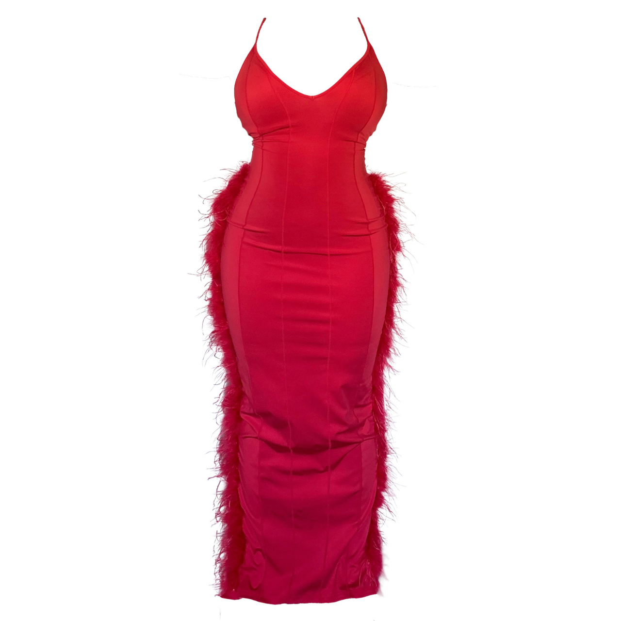 Mọsún Red Feather Maxi Dress