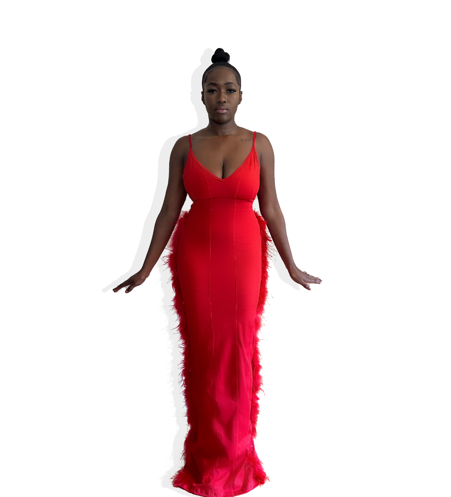 Mọsún Red Feather Maxi Dress